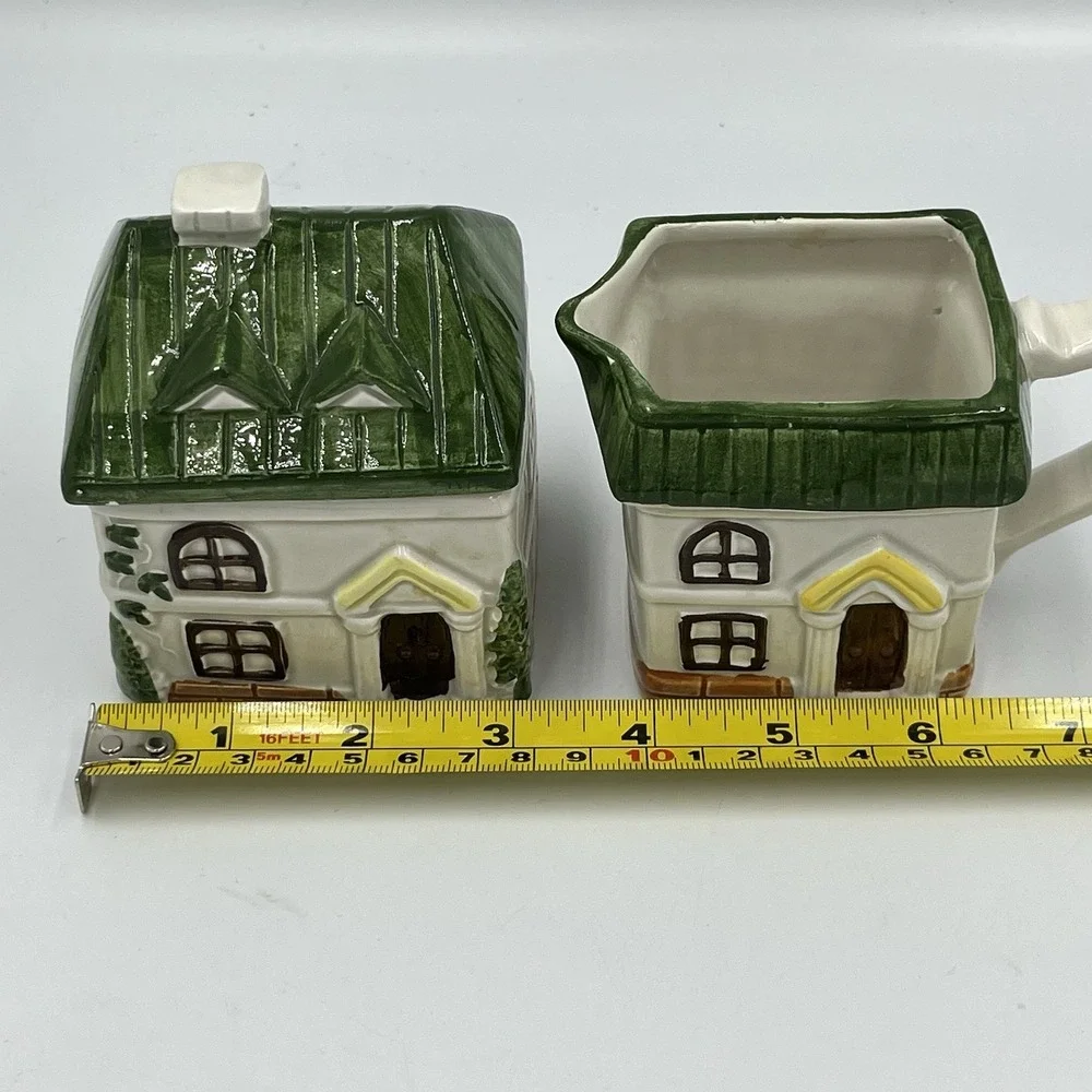 Vintage Jay Imports Cottages Ceramic Sugar & Creamer Set Cottage Farmhouse Core